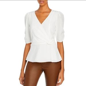 NWT Parker Juniper Silk Surplice Blouse in Ivory